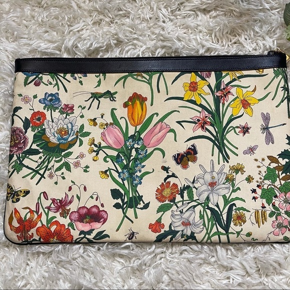 Vintage Gucci XXL Floral Canvas Clutch - Picture 9 of 16